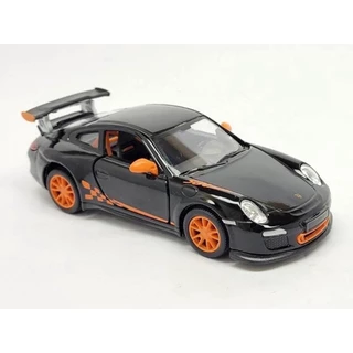 Miniatura Porsche 911 GT3 RS 2010 Kinsmart 1/36 Metal e Fricção Preto/Laranja