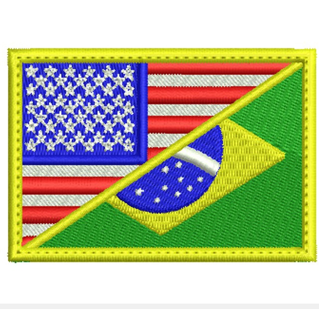 PATCH 8x5,5 cm BORDADO BANDEIRA EUA Brasil -- Estados Unidos da América -  USA States Of America com ou sem CARRAPICHO e também termo colante.