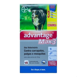 Anti Pulgas Advantage Max 3 Caes Acima 25kg Combo 3 Pipetas
