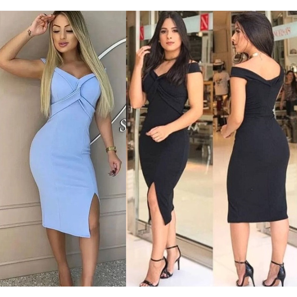 Vestido Midi Para Festas Casamentos E Formaturas Modelo Ombro Com