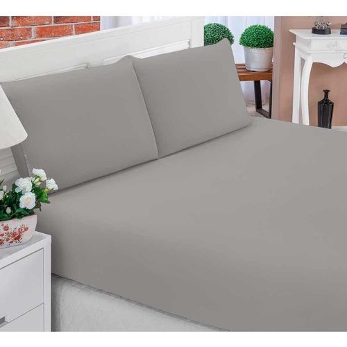 Jogo de Cama Casal Lençol Casal Padrão Liso 3 Peças Com Elástico - Varias Cores