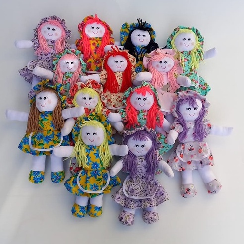 Kit 6 Bonecas de Pano 30 cm Decoração Ninho Festas Infantis Menina