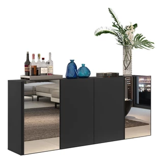 Aparador Buffet com Espelho Multimóveis Vegas FG3561 Preto
