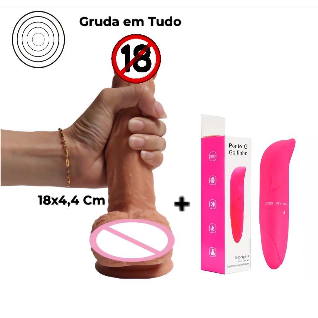 Pinto De Borracha Vibrador Feminino 18x4 Cm Com Ventosa sex shop  