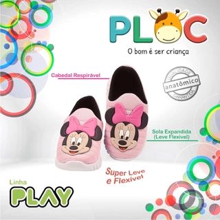 Tênis Infantil Menina Meia Calce Fácil Leve Flexível Confortável Anatômico PLOC P16 - MINNIE CARINHA LAÇO ROSA em Oferta na Shopee