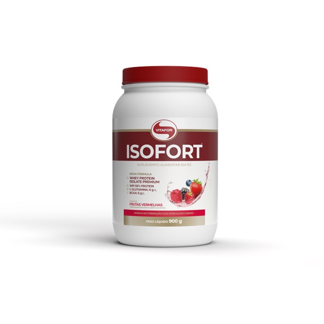 Whey Protein Isolado Isofort Vitafor Pote 900g Frutas Vermelhas