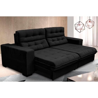Sofá New Califórnia Molas ensacadas e Pillow Top 2,70 Preto