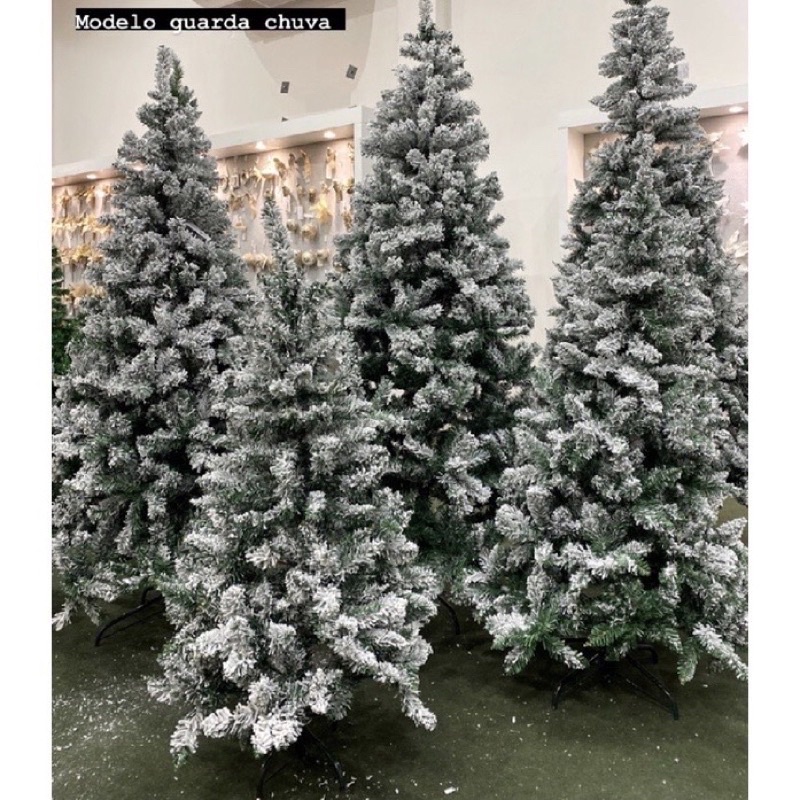 Árvore de Natal Pinheiro Neve Luxo 120cm 200 galhos e 150cm 312 galhos