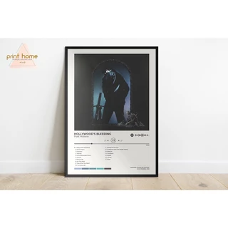 Quadro Placa MDF Spotify Capa Álbum Post Malone Hollywood's Bleeding