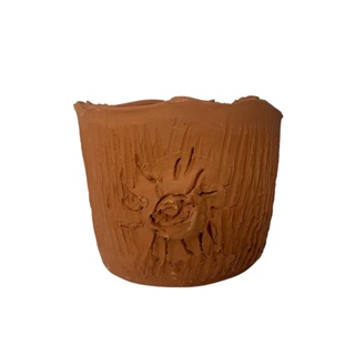 Vaso Cachepot Estilo Tronco de Cerâmica para Plantas 14x11cm