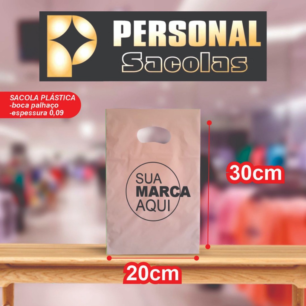 100 sacolas 20x30 vazada hd 08 fosca ARTE EM UMA COR E UM LADO