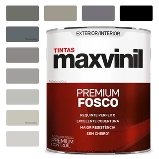 Tinta para Parede Cores Cinza Fosca Antimofo Maxvinil 800ml