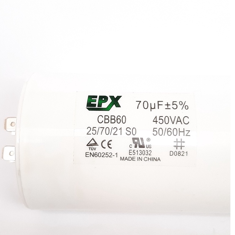 Capacitor 70uf 450v Compressor Motomil Cmi8,7 110/220v. Shopee Brasil