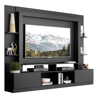 Estante Rack com Painel e Suporte TV 65" Moscou Multimóveis Preto
