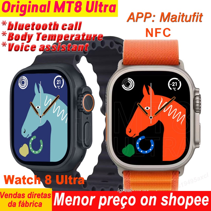 Relógio Ultra Smartwatch MT8 49MM Série 8 NFC Monitor De Temperatura ...