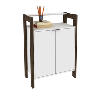 Armário Escritório 2 Portas Multimóveis CR25003 Branco/Nogal