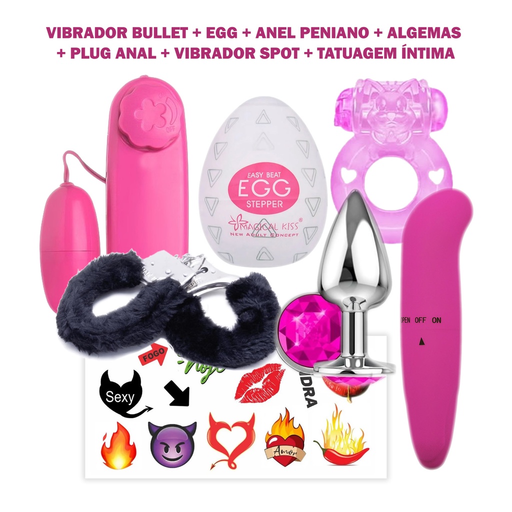 Massageador Bullet + Masturbador EGG + Anel Peniano + Algema + Plug Anal +  Vibrador Spot + Tataugem Intima - Sex Shop | Shopee Brasil