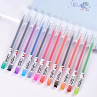 Caneta Gel Estilo Muji 12 Cores Simples De Escrita Rápida 0,5mm Assinatura Vermelha Tinta Azul Para Papelaria Escolar Escritório