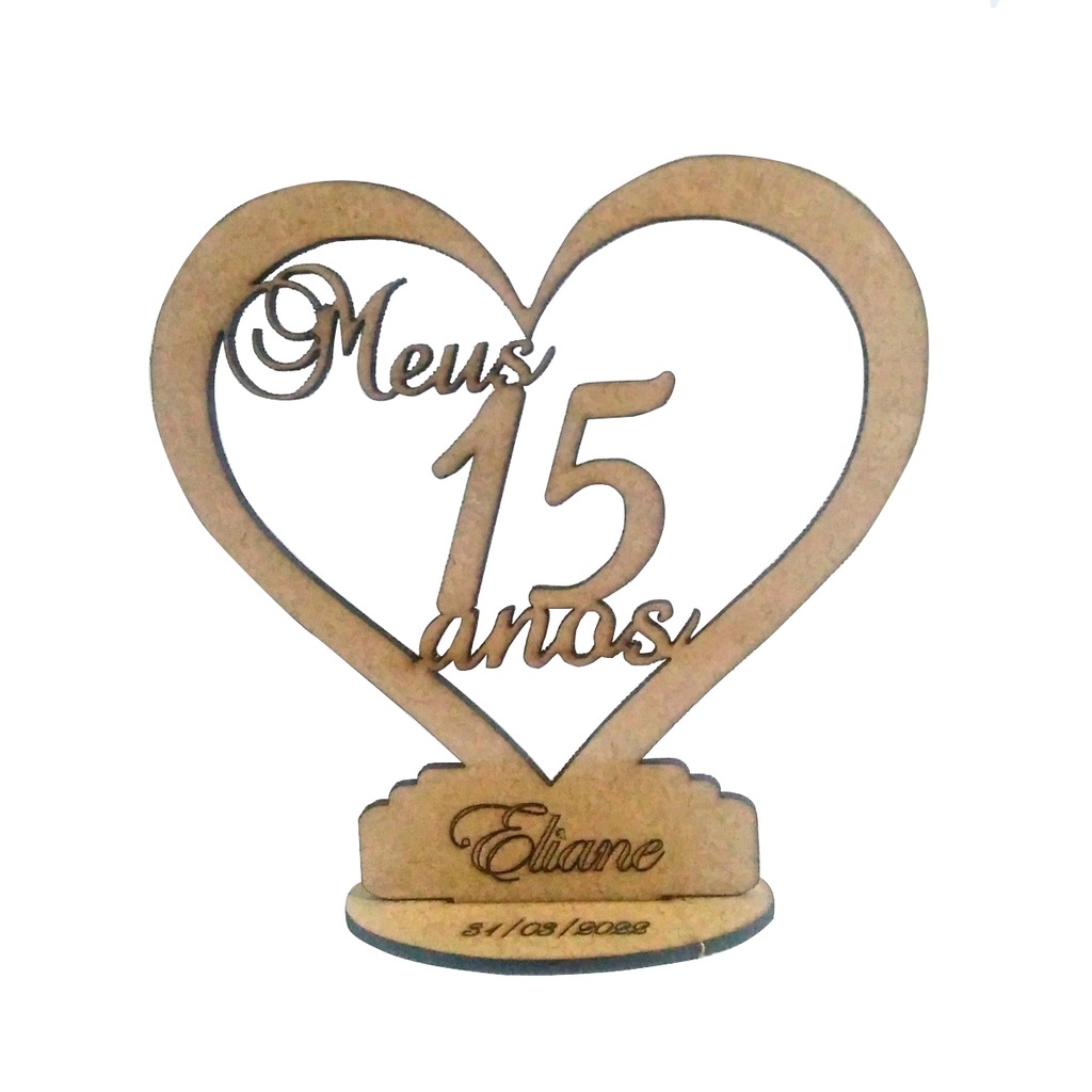 Enfeite Centro De Mesa Personalizado Aniversário 15 Anos Mdf Cru Unitário