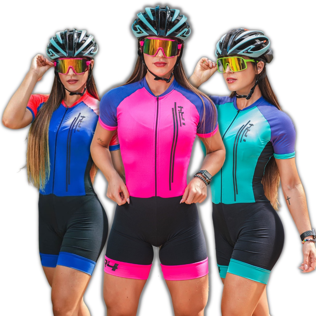 Macaquinho de Ciclismo Macacão Feminino Roupa Ciclista Forro em Gel ...