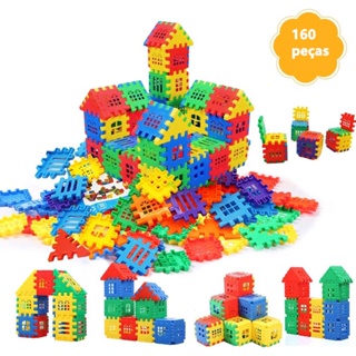 Brinquedo Educativo Blocos De Montar Linked Cubes 100 Peças - Casa