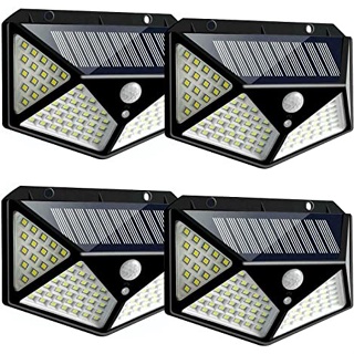 4 Peças Luminária Solar De Parede Refletor 100 Led Sensor Presença Movimento Prova D