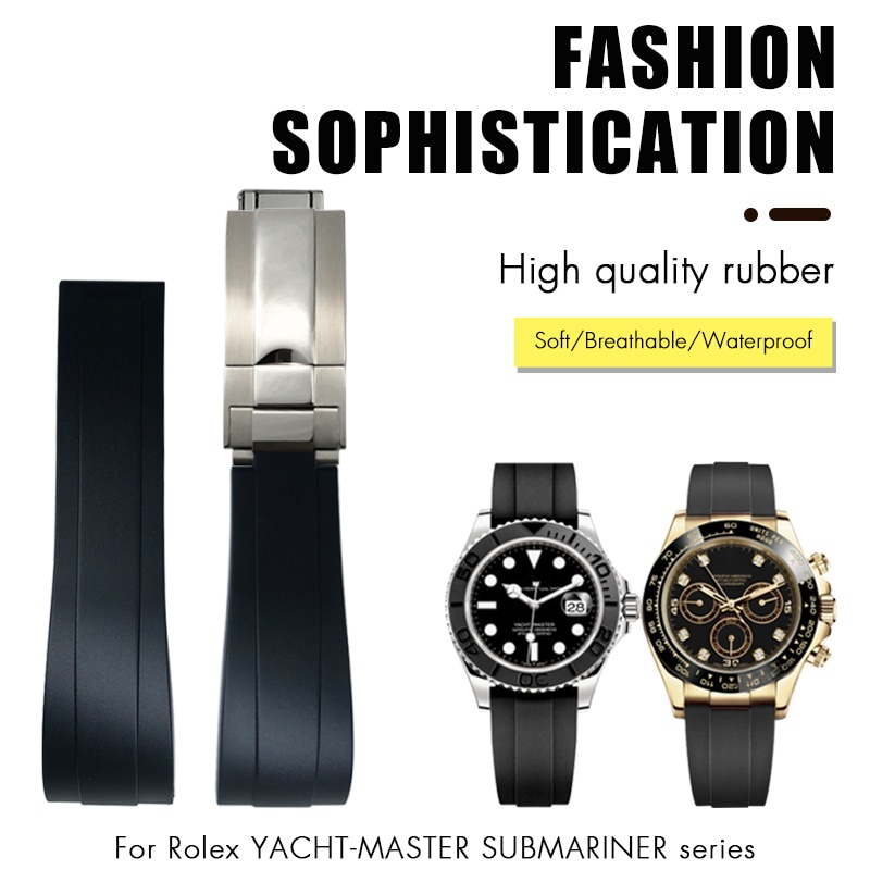 Pulseira De Borracha De 20mm 21mm Para Rolex Daytona Submariner GMT ...