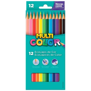 Lapis De Cor Multicolor 12 Cores Sextavado Resistente Super Eco em Oferta na Shopee