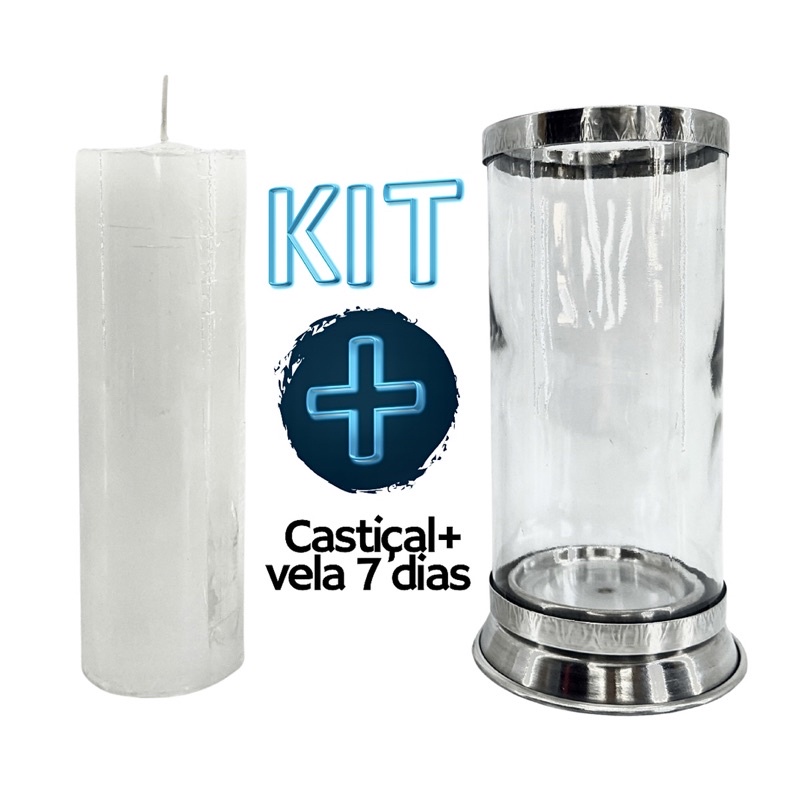 Kit 01 Castiçal Vela 7 Dias e 01 Vela Votiva 250 gramas | Shopee Brasil