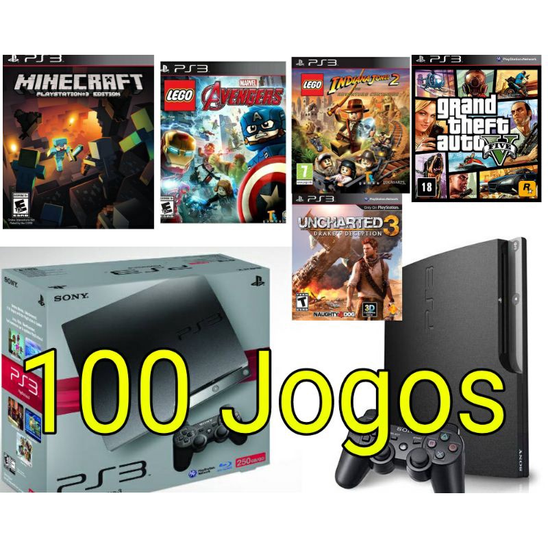 Sony PlayStation 3 PS3 slim super slim 100 games usado