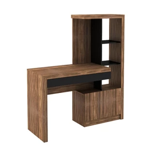 Escrivaninha Estante com 2 Portas e Gaveta Multimóveis CR25040 Nogal/Preto