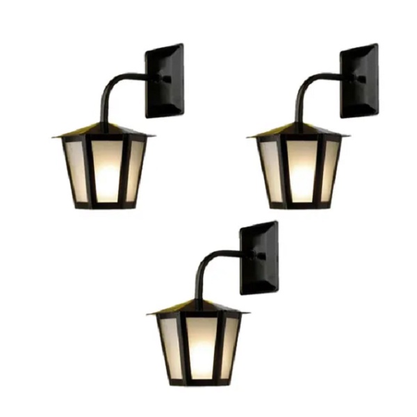 Kit C/ 3 Luminarias Arandela Colonial Sextavada Externa Preta Ideal L1B Shopee Brasil