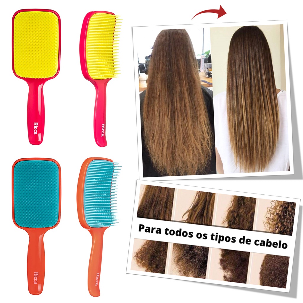 Escova De Cabelo Para Desembaraçar Flex Hair Ricca Original | Shopee Brasil