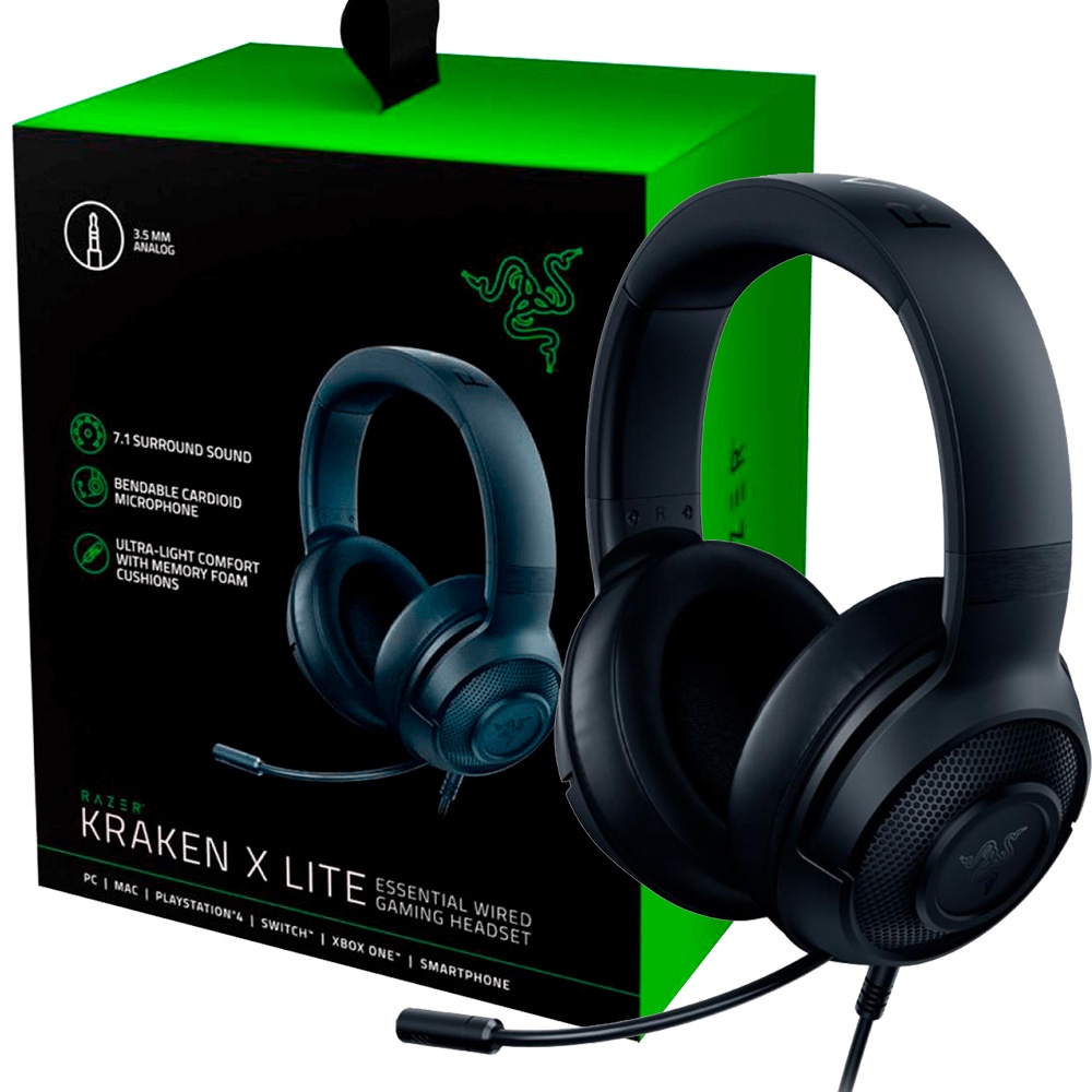 Headset gamer razer kraken x lite p2 surround 7 1 rz04 02950100 r381