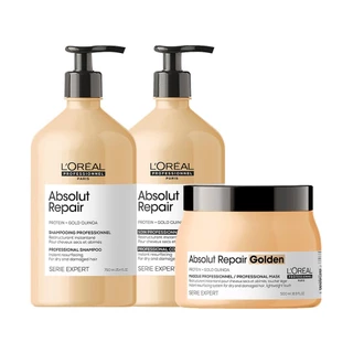 Kit L'Oréal Professionnel Serie Expert Absolut Repair Gold Quinoa Profissional - Shampoo e Condicionador e Máscara Golden em Oferta na Shopee