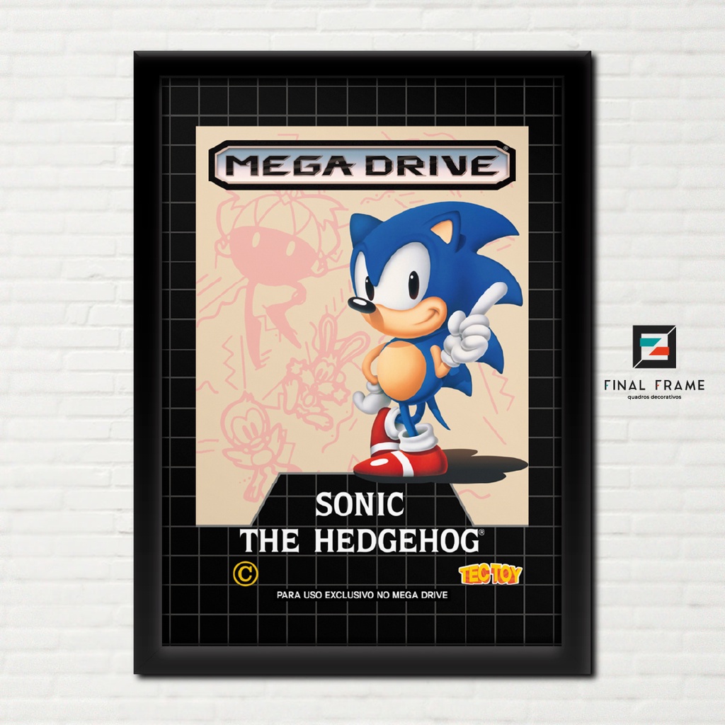 Quadro Sonic The Hedgehog 2 Br - Mega Drive - 33 X 45 Cm