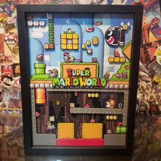 Quadro 3d Diorama Super Mario World A3 33x42