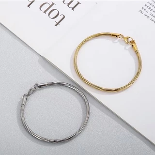 Pulseira de Laminado Aço Inoxidável Rabo de Rato Dourado e Prata Masculina Feminina