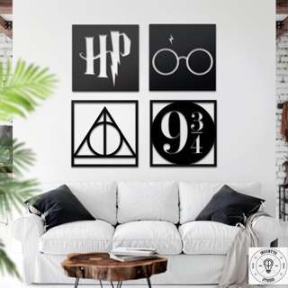 10 Quadros Harry Potter + 20 Feitiços + Placa Harry