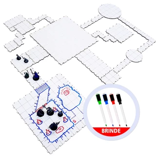 Grid de Batalha Modular Riscável para RPG 27pcs Quadrado com Caneta Marcador - D&D Battle Grid