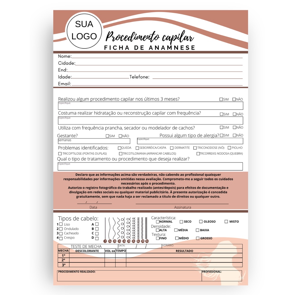 2 Bloco De Anamnese Para Procedimento Capilar Ficha Completa