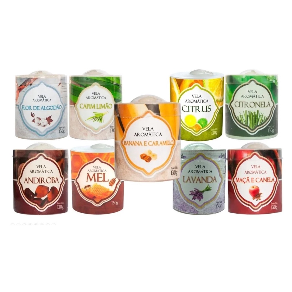 Vela Aromática Perfumada 130g Diversos Aromas 72h de Queima Escolha o Aroma