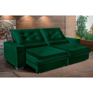 Sofá Cancún 2,30m Suede Velusoft verde c/molas ensacadas