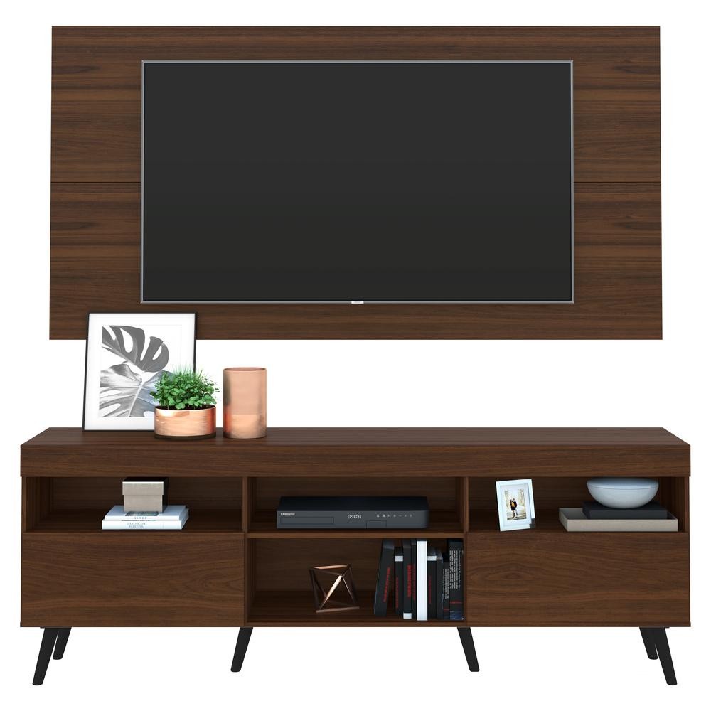 Rack c/ Painel e Suporte TV 65" e Pés Retrô Flórida Multimóveis Duna/Preto