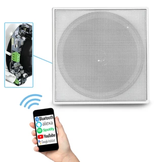 Kit Caixa Som Ambiente Casa Bluetooth Quadrada Ativa Branca De Embutir no Teto