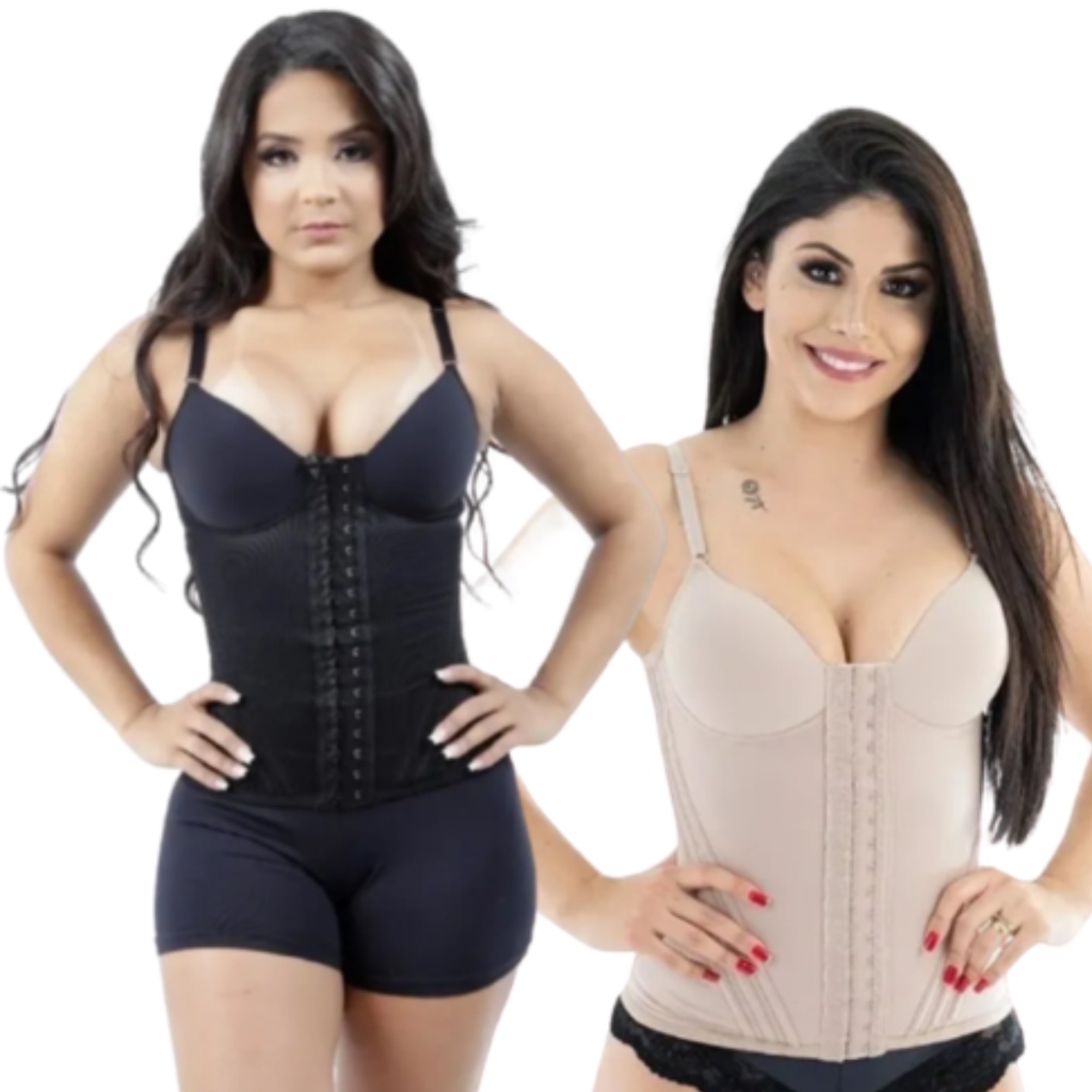 Cinta Modeladora Feminina 12 Barbatanas Abdominal Redutora Corselet Corpete  Original High Compression Controle de Barriga e Cintura (Preta, PP)