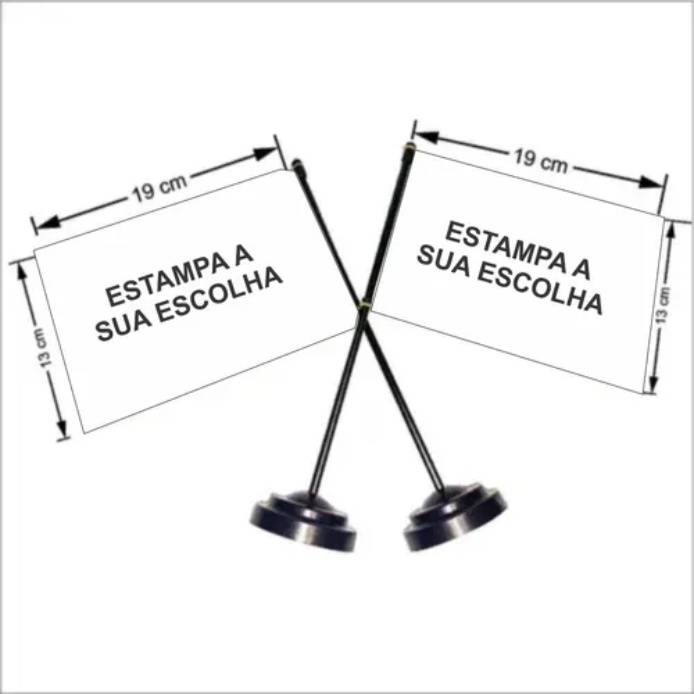 2 Bandeiras Mesa Com Suporte ( Personalizado ) 19x13cm
