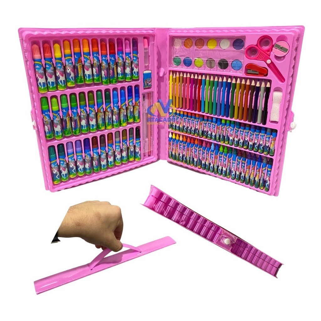 Estojo Maleta Escolar 150 Pçs C/ Canetinha E Lapis Infantil
