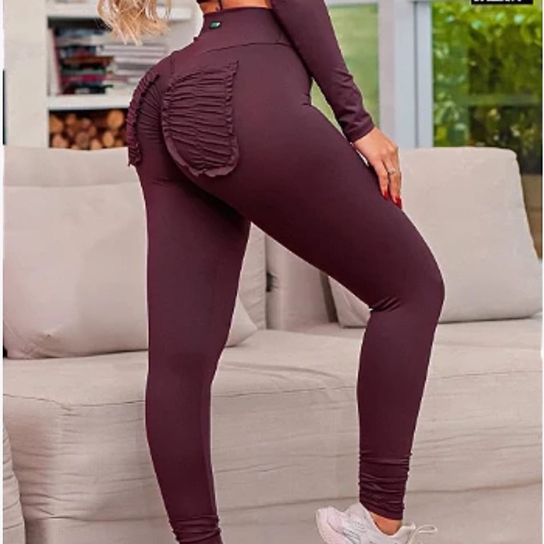 Calça legging empina bumbum com bolso atrás academia Shopee Brasil