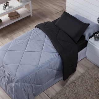 Kit Edredom Solteiro Jogo de Lençol 04 Peças Ternura Poliéster